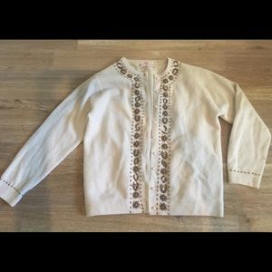 Embroidered wool cream cardigan